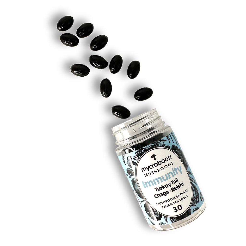 Mycroboost Immunity Mushroom Softgels Spill Shot Mycroboost Brain Mushroom Softgels Spill Shot